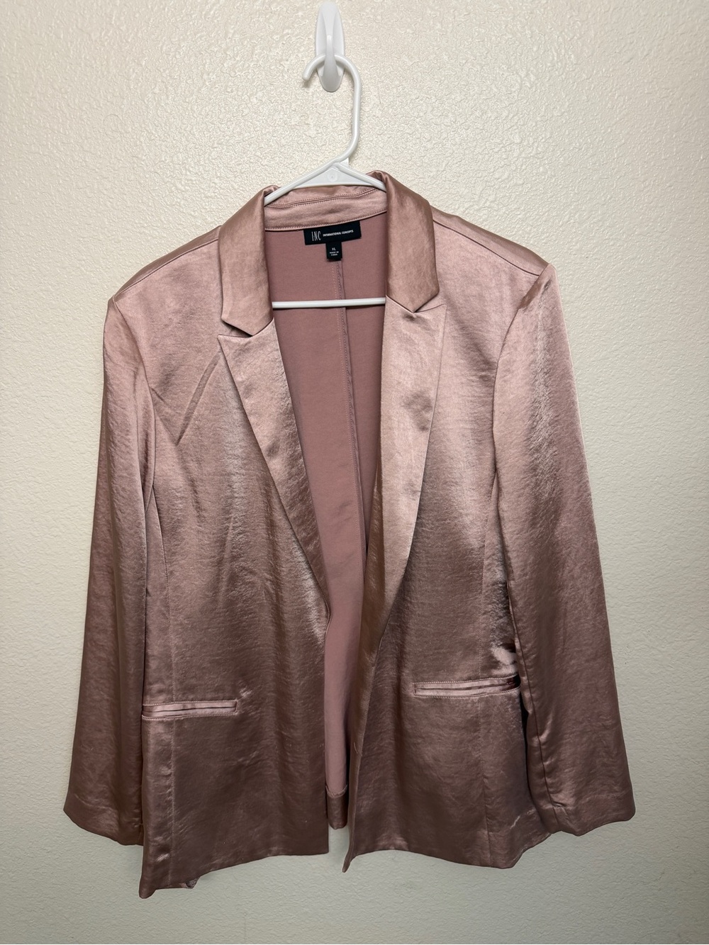 INC International Concepts Satin Rose-Quartz Open Blazer